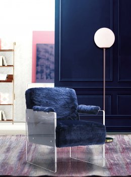 Ella Accent Chair 528 in Navy Faux Fur by Meridian [MRCC-528Fur Ella Navy]