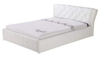 Natalie Bed in White Leather Match by Whiteline Imports [WLB-Natalie White]