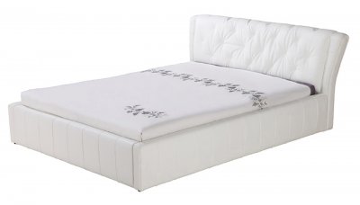 Natalie Bed in White Leather Match by Whiteline Imports