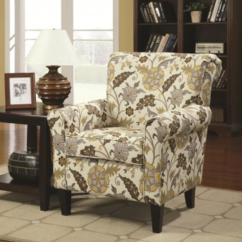 902082 Accent Chair in Cream & Green Woven Fabric by Coaster [CRCC-902082 Rosalie]