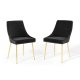 Viscount Dining Chair 3808 Set of 2 in Black Velvet by Modway