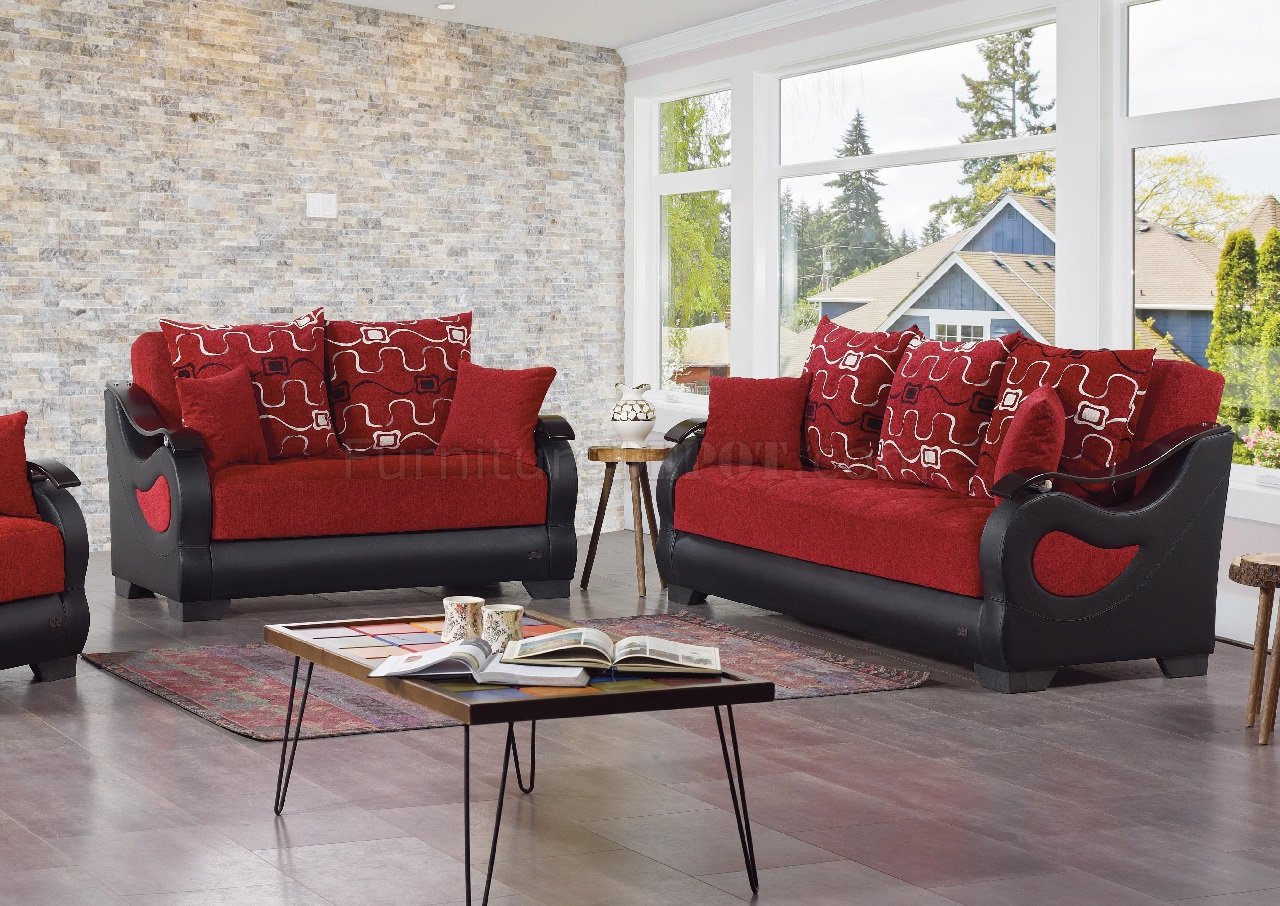 Pittsburgh Sofa Bed in Beige Red by Empire w/Options - Click Image to Close