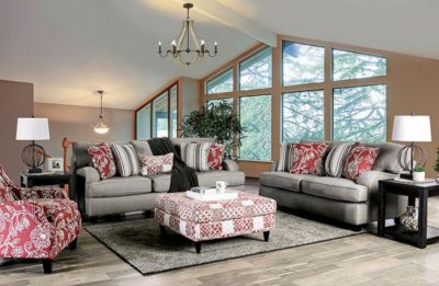 Ames Sofa SM8250 in Charcoal Chenille Fabric w/Options