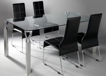 Clipped Corner Glass Top Modern Dining Table w/Optional Chairs [CYDS-SORAYA-DT]