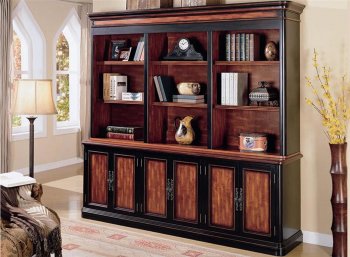 Cherry & Brown Two-Tone Library Wall w/Storage Doors [CRBC-479-800742]