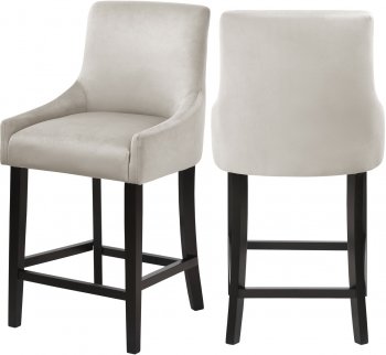 Demi Counter Stool 724 Set of 2 Cream Velvet Fabric by Meridian [MRDC-724 Demi Cream]