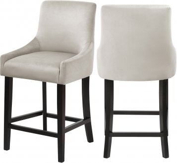 Demi Counter Stool 724 Set of 2 Cream Velvet Fabric by Meridian