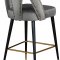 Akoya Counter Stool 795 Set of 2 Grey Velvet Fabric - Meridian