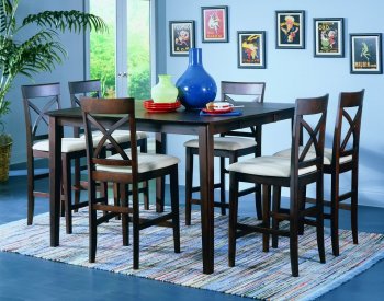 Merlot Finish Modern Counter Height Table w/Optional Chairs [HEDS-794-36]