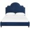 Primrose Upholstered Platform Queen Bed in Navy Velvet by Modway