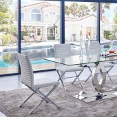 151 Dining Table w/Clear Glass Top & Optional Chairs by ESF