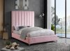 Via Upholstered Bed in Pink Velvet Fabric by Meridian