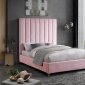 Via Upholstered Bed in Pink Velvet Fabric by Meridian