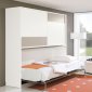 White & Taupe Two-Tone Modern Horizontal Folding Bed w/Wardrobe