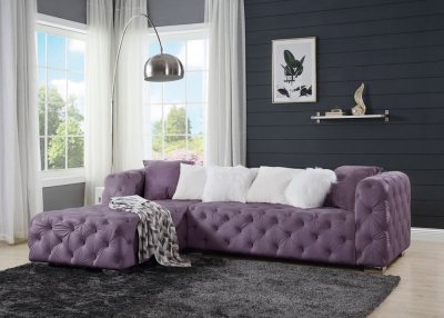 Qokmis Sectional Sofa LV00389 Purple Velvet by Acme