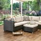 Abion Patio Sectional w/Ottoman CM-OS1821IV in Ivory & Espresso