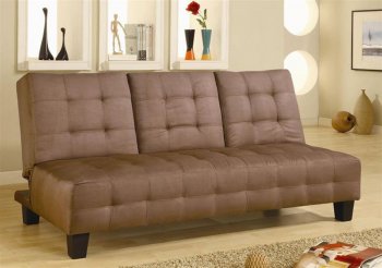 Modern Convertible Sofa Bed W/Pull Down Tray in Brown Microfiber [CRSB-215-300154]