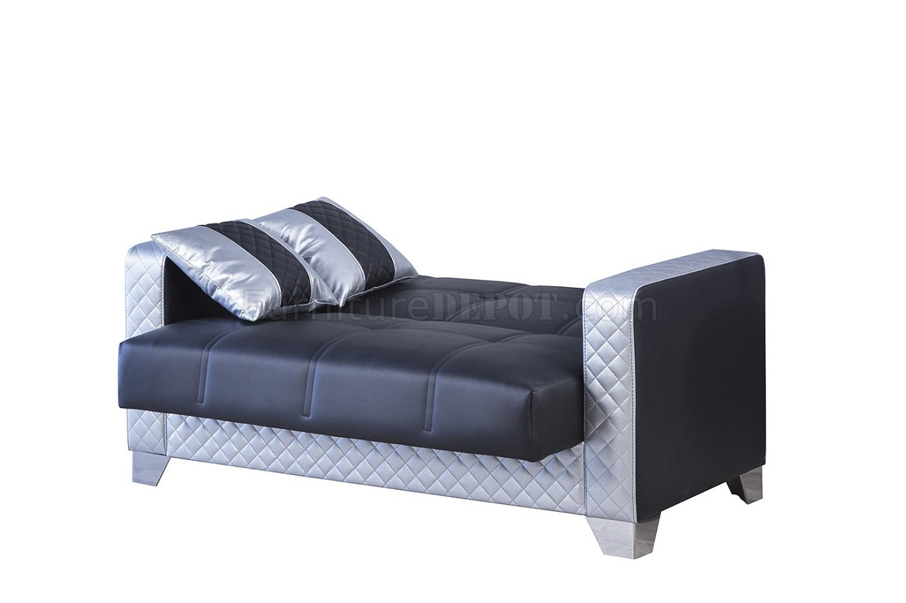 black and silver sofa bed