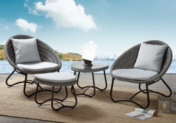 Coastal 4Pc Outdoor Patio Set 45055 in Gray Wicker by Acme [AMOUT-45055-Coastal]