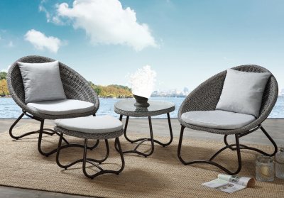 Coastal 4Pc Outdoor Patio Set 45055 in Gray Wicker by Acme