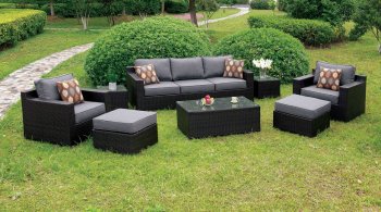 Helina Outdoor Patio Sofa CM-OS1827 8Pc Set in Gray Fabric [FAOUT-CM-OS1827GY-Helina]