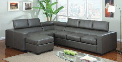 CM6365GY Serres Sectional Sofa in Gray Bonded Leather Match