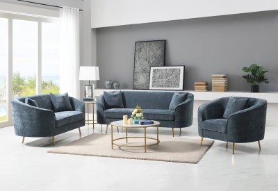 Nakendra Sofa & Loveseat LV01920 in Blue by Acme w/Options