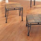 3 Pc Occasional Table Set w/Individual Slate Design & Metal Base