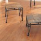 3 Pc Occasional Table Set w/Individual Slate Design & Metal Base