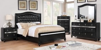 Ariston Bedroom CM7171BK w/Padded Headboard in Black w/Options [FABS-CM7171BK-Ariston]