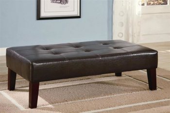 Dark Brown Leather Like Vinyl Ottoman w/Tufted Accents [CRO-501047]