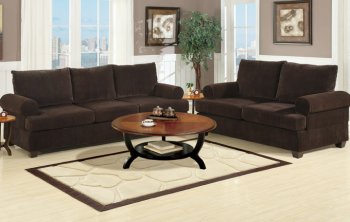 Chocolate Corduroy Modern Sofa & Loveseat Set [PXS-7142]