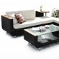 Black Modern Patio Sectional Sofa w/Coffee Table