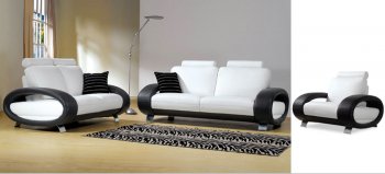 Black and White Leather Living Room Set [AES-7392LBW]