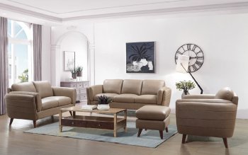 Mesa Sofa & Loveseat Set in Tan Ridge Leather by Leather Italia [LIS-Mesa-1922-Ridge-2340]