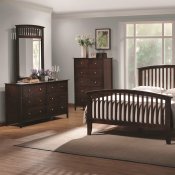 Tia 202081 Bedroom 5Pc Set in Cappuccino w/Options