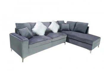 LCL-019 Sectional Sofa in Gray Velvet [BDSS-LCL-019 Gray]