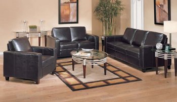 Dark Brown Bonded Leather Contemporary Sofa & Chair Set [AMS-16-5740]