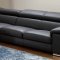 Dark Grey Leather Modern Sectional Sofa w/Adjustable Headrests