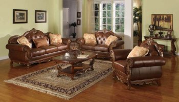 Becky Traditional Sofa in Leather & Fabric w/Optional Items [ADS-Becky]