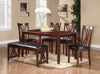 2459 Brooksville 6Pc Dining Set by Homelegance in Cherry [HEDS-2459 Brooksville]