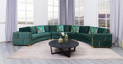 Marco Sectional Sofa in Green Fabric