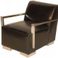 Espresso Bi-Cast Leather Modern Lounge Chair w/Metal Arms & Legs