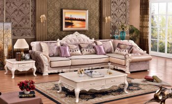 Arturo 696 Sectional Fabric Sofa in Pearl Finish By Meridian [MRSS-696-Arturo]