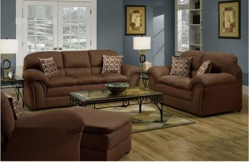 Chocolate Microfiber Contemporary Sofa & Loveseat Set By Simmons [JTS-6150-Chocolate]