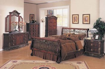 Traditional Style Bedroom with Metal and Marble Detail [AMBS-50-9030]