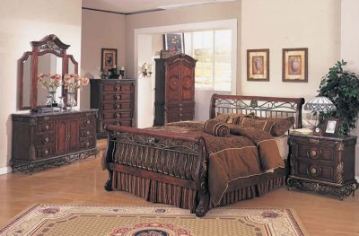 Traditional Style Bedroom with Metal and Marble Detail