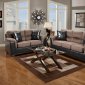 Chocolate Fabric and Dark Brown Vinyl Modern Sofa & Loveseat Set