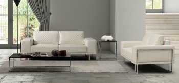 U808 Sofa & Loveseat Set in White by Global w/Options [GFS-U808 Blanche White]