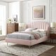 Lana Upholstered Platform Queen Bed in Pink Velvet by Modway